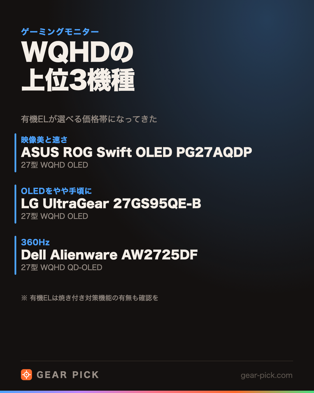 WQHDの上位3機種|有機ELが選べる価格帯になってきた